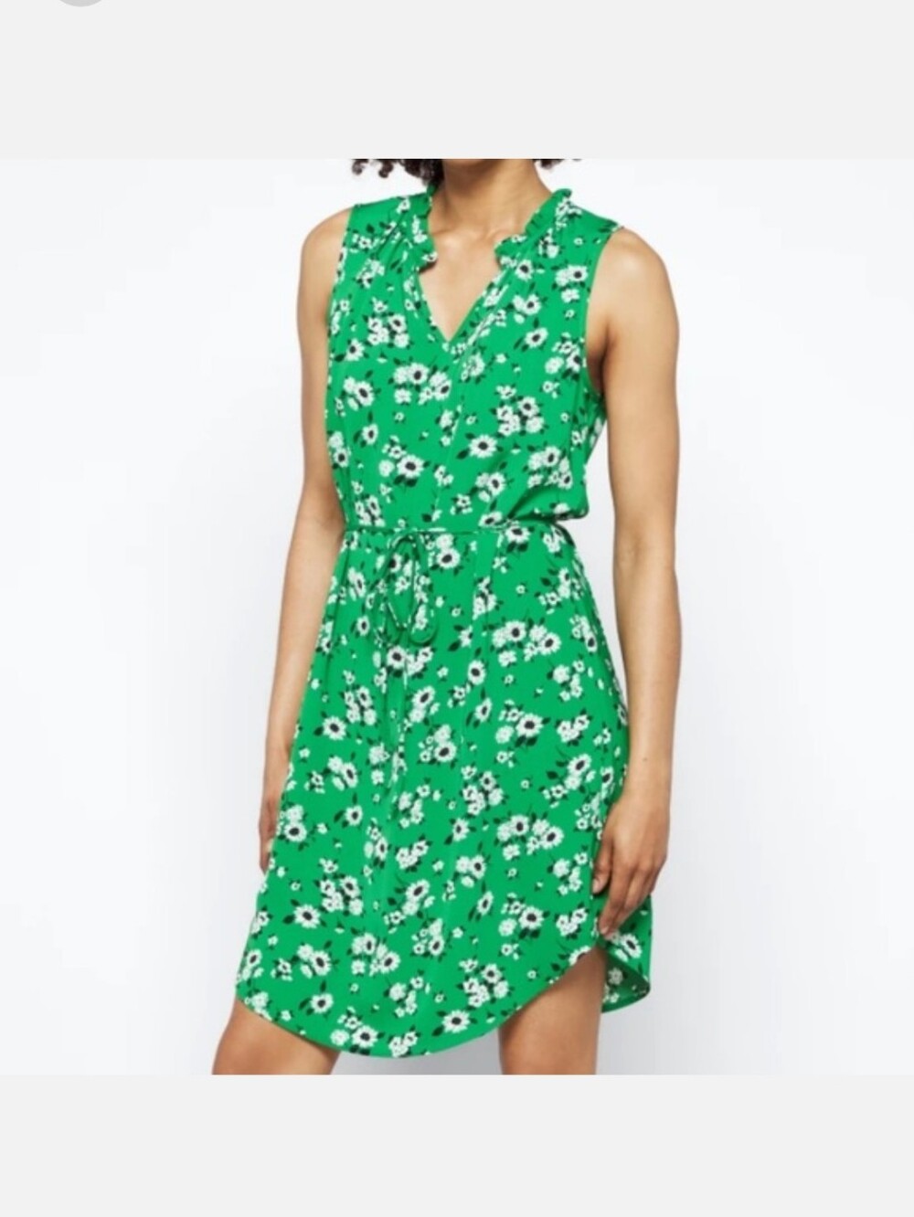 41 Hawthorn Green Floral Tie-Waist Sleeveless Dress